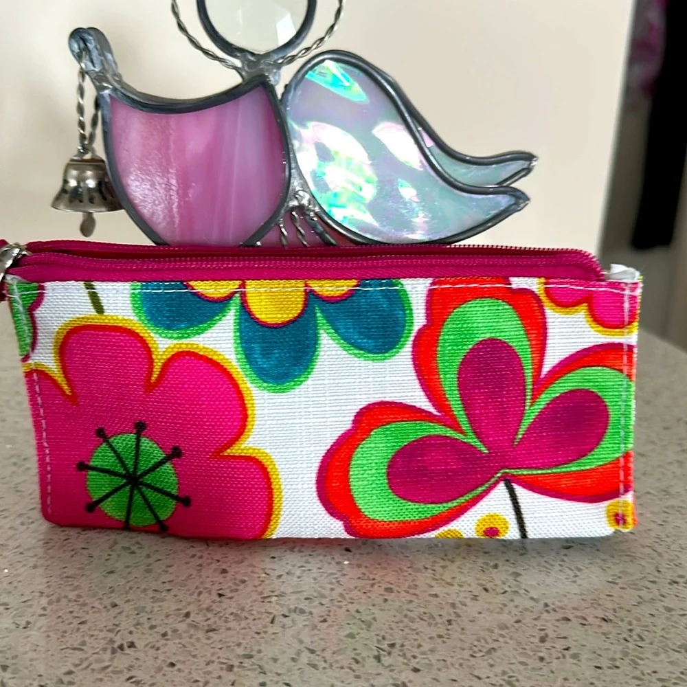 Clinique Pink and Green Floral Cosmetic Pouch - with 5 more pieces of goodies
